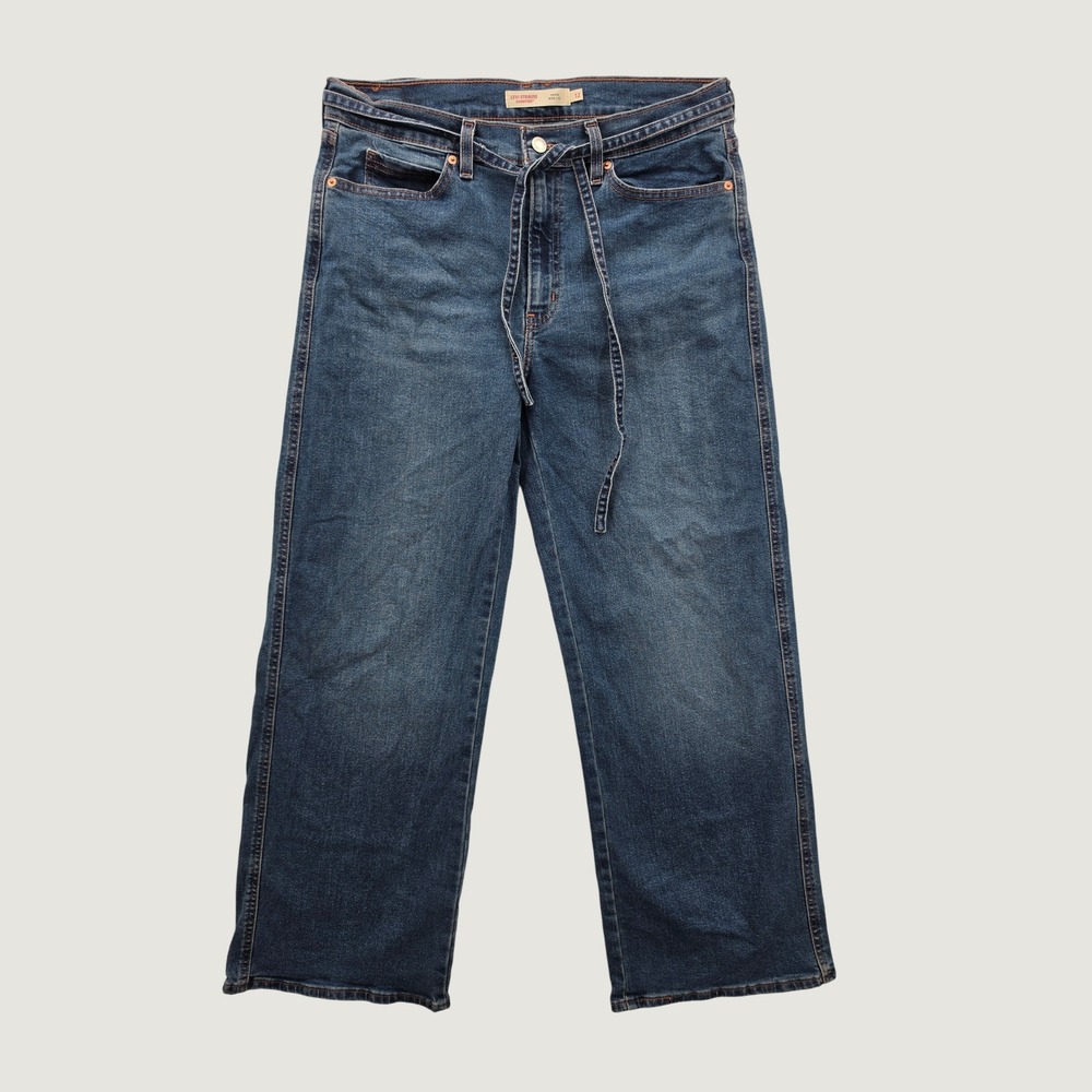 Levi Strauss Signature Vintage Wide Leg Jeans Blue High Rise Denim Pants Sz 12